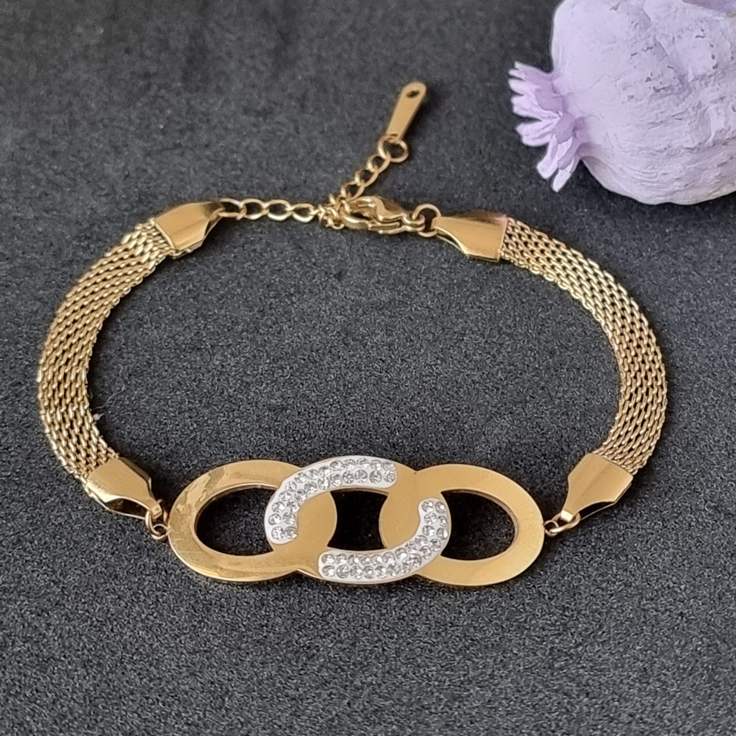 Pulsera Triple Círculos con Piedras